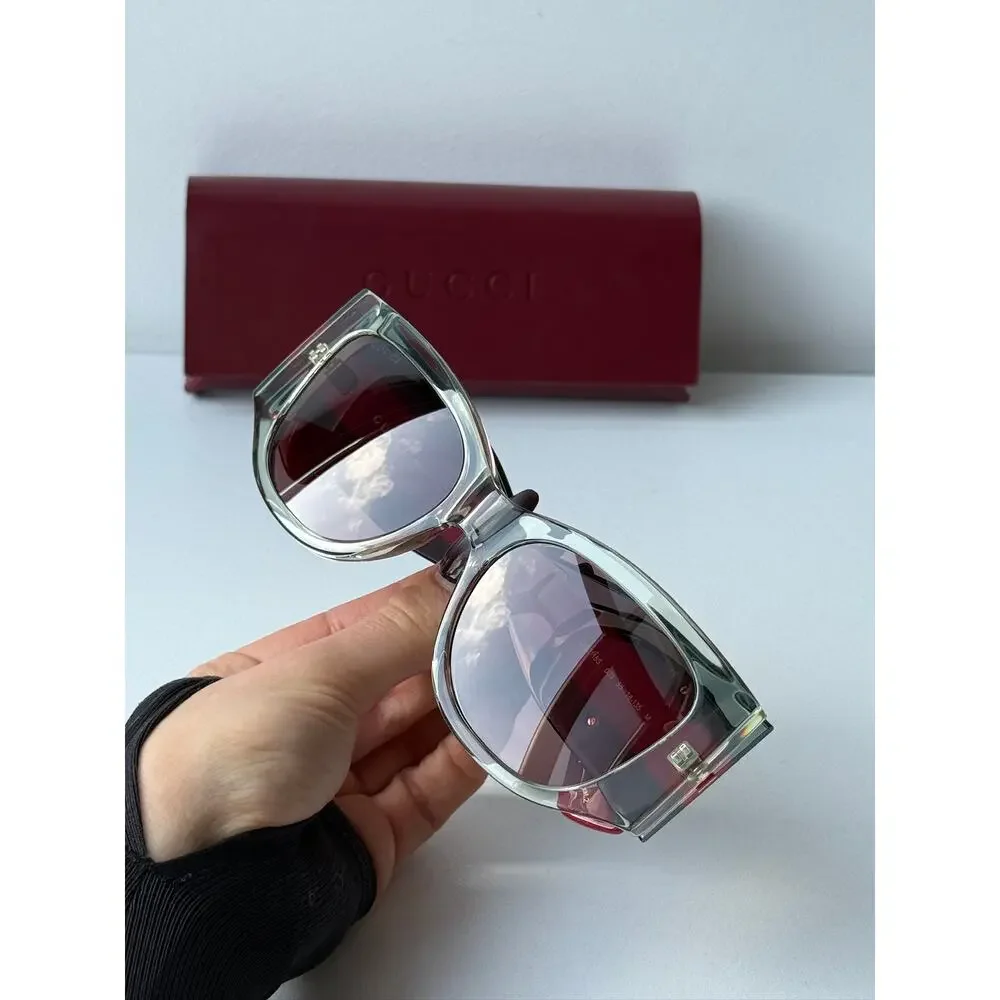 NEW Gucci GG2115S Transparent Green Striped Sunglasses $480